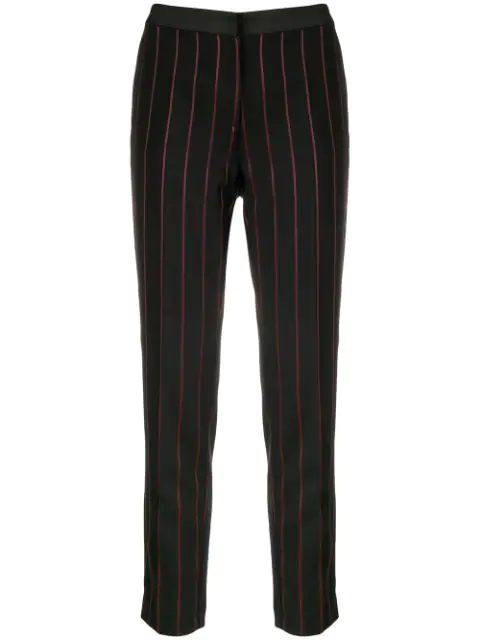 black pinstripe skinny trousers