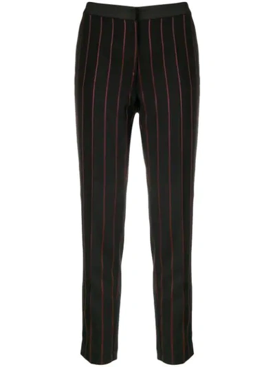 Shop Pinko Pinstripe Skinny Trousers In Black