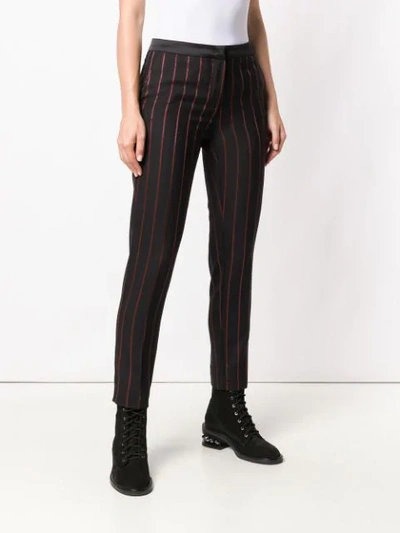 Shop Pinko Pinstripe Skinny Trousers In Black