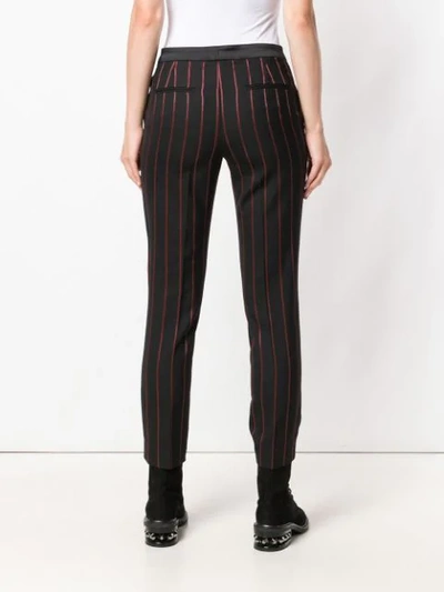 Shop Pinko Pinstripe Skinny Trousers In Black