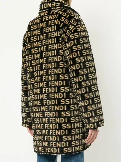 Pre-owned Fendi Logos Long Sleeve Coat In Black