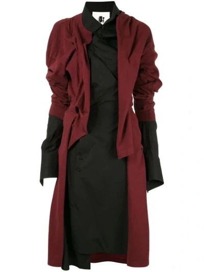 AGANOVICH DECONSTRUCTED JERSEY SHIRT DRESS - 红色