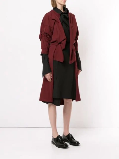 Shop Aganovich Deconstructed Jersey Shirt Dress In Red