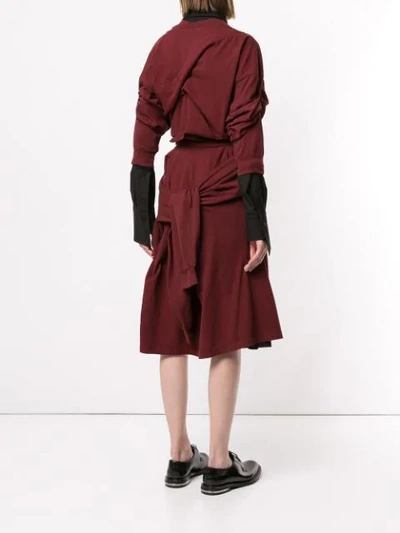 Shop Aganovich Deconstructed Jersey Shirt Dress In Red