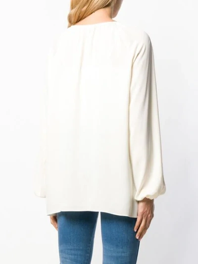 Shop Theory Gathered Tied Blouse In Neutrals