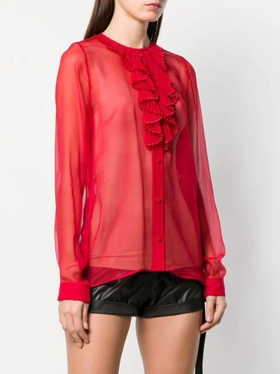 Shop N°21 Pleated Front Ruffle Shirt In Red