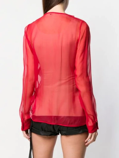Shop N°21 Pleated Front Ruffle Shirt In Red