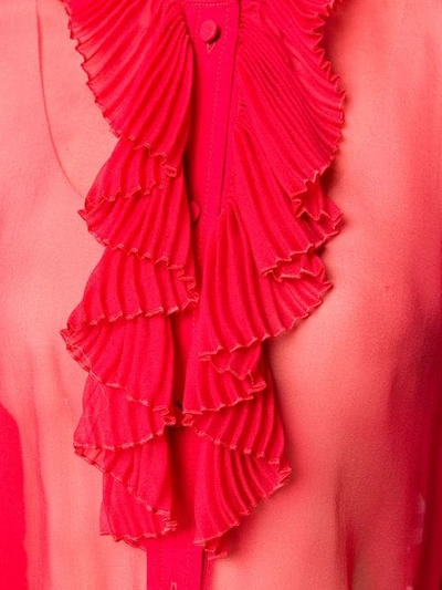 Shop N°21 Pleated Front Ruffle Shirt In Red