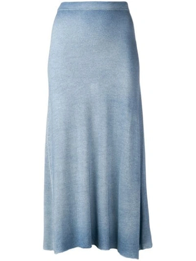 Shop Avant Toi Flared Knit Skirt In Blue