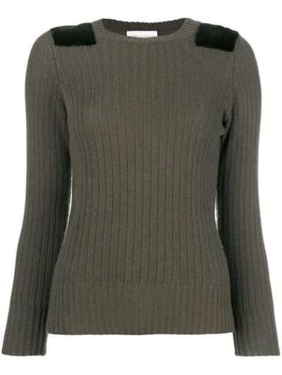 Shop Officine Generale Shoulder Patch Ribbed Sweater - Green