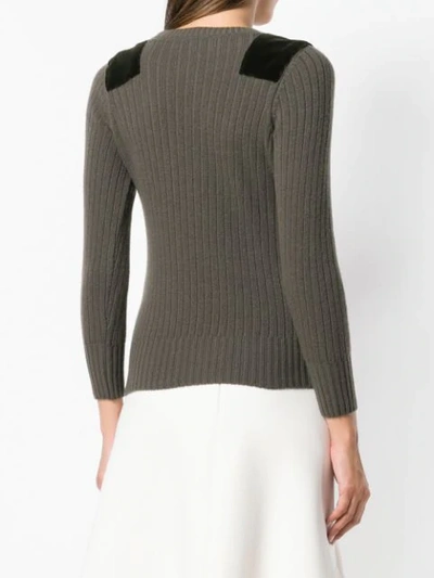 Shop Officine Generale Shoulder Patch Ribbed Sweater - Green