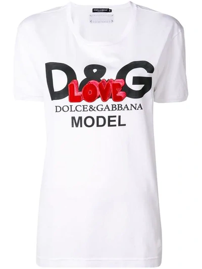 Shop Dolce & Gabbana Love Logo Print T In White