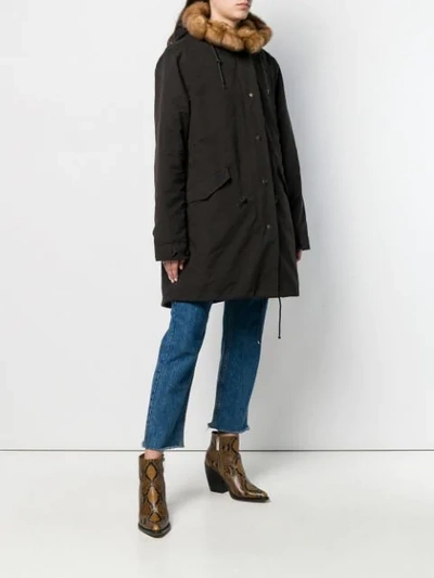 Shop Liska Hooded Zip-up Coat In Black
