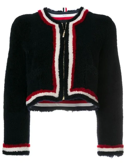 Shop Thom Browne Shearling-cardigan In 415 Navy