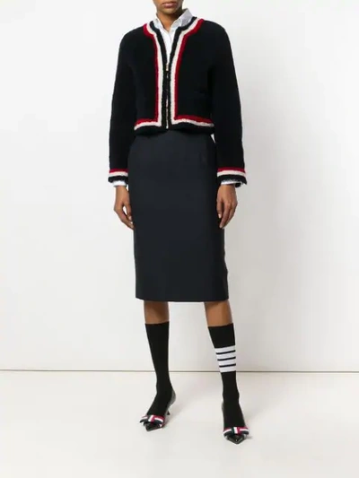 Shop Thom Browne Shearling-cardigan In 415 Navy