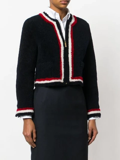 Shop Thom Browne Shearling-cardigan In 415 Navy