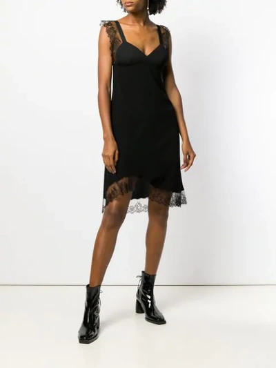 Shop Neil Barrett Lace Detail Dress In Black