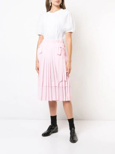 Shop Simone Rocha Pleated Midi Skirt In Pink