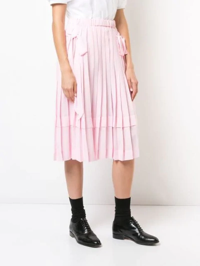 Shop Simone Rocha Pleated Midi Skirt In Pink