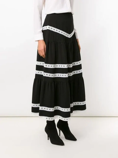 Shop Martha Medeiros Nervuras Midi Skirt In Black