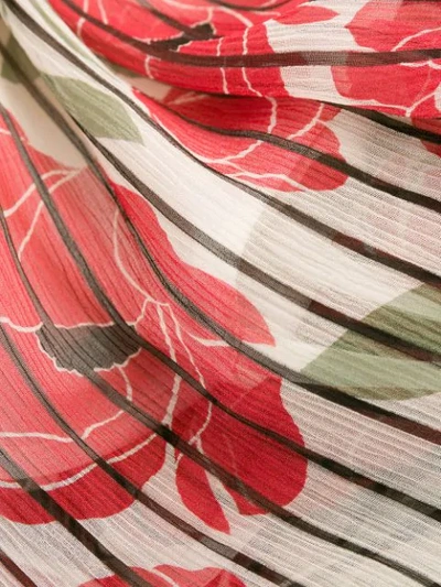 Shop Red Valentino Poppy Print Silk Blouse In Neutrals