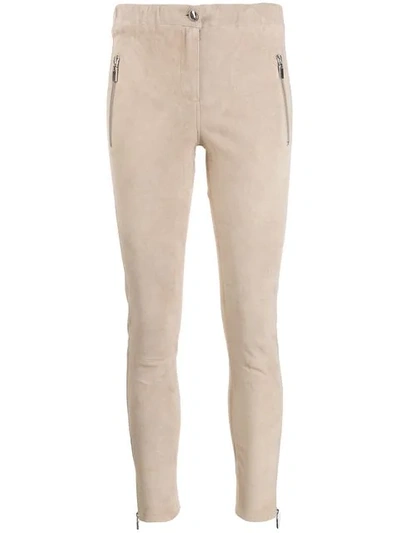 Shop Arma Skinny Leather Trousers In Neutrals