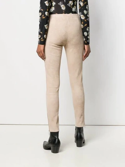 Shop Arma Skinny Leather Trousers In Neutrals
