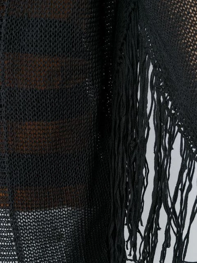Shop Dondup Fringed Open Knit Cardigan In 999 Black