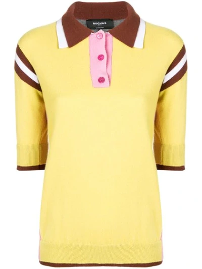 Shop Rochas Knitted Polo Shirt In Yellow