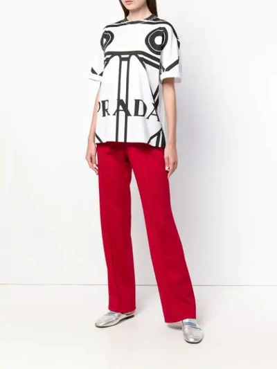 Shop Prada Logo Waistband Track Pants In Red