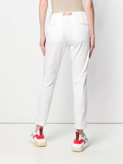 Shop White Sand Cropped Belted Trousers In White