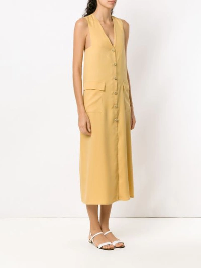 Shop Adriana Degreas Buttoned Midi Dress In Yellow