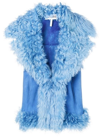 Shop Loewe Shearling Gilet In Blue