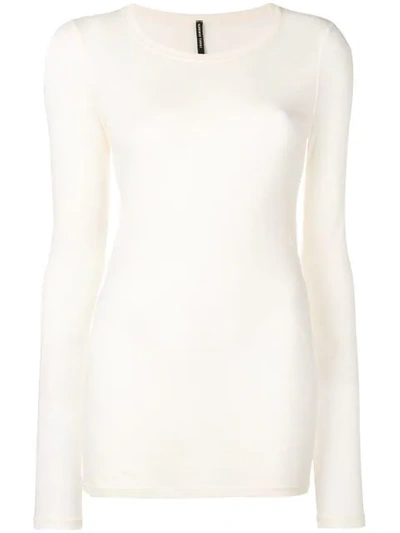 Shop Isabel Benenato Long Fitted Top In White