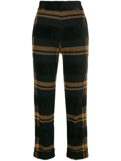 Shop D-exterior Striped Cropped Trousers In Black