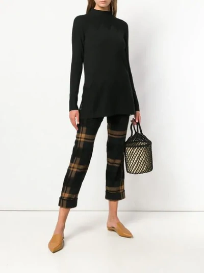 Shop D-exterior Striped Cropped Trousers In Black