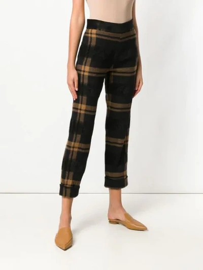 Shop D-exterior Striped Cropped Trousers In Black