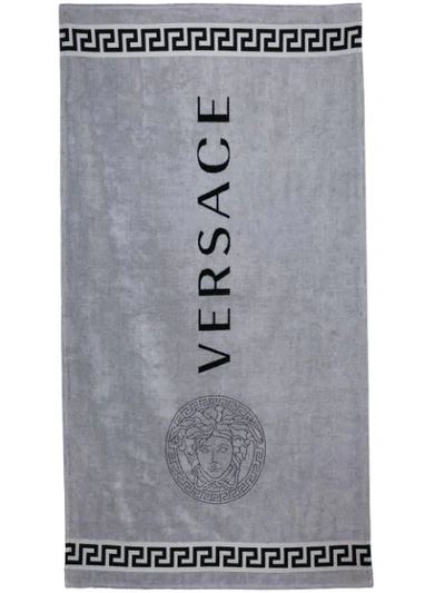 Shop Versace Medusa Logo Beach Towel - Black