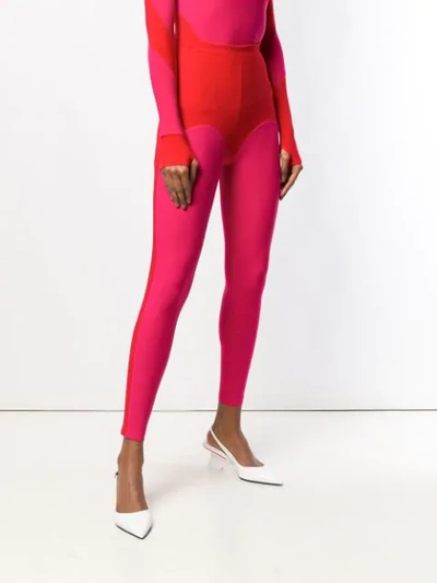 Shop Atu Body Couture Colour-block Leggings In Red