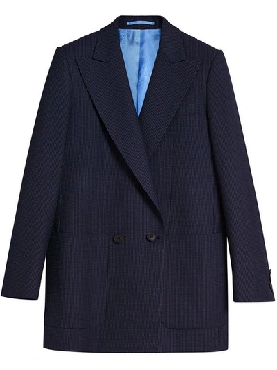 Shop Burberry Pin Dot Wool Double In Blue
