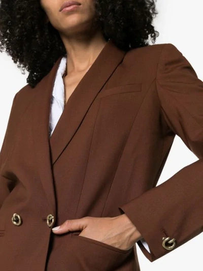 Shop Rejina Pyo Double-breasted Wool Blazer In Rust Brown