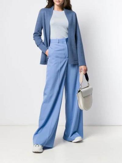 Shop Agnona Collarless Knitted Blazer In Blue