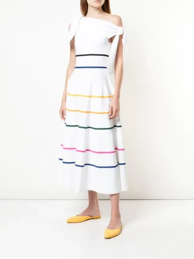 Shop Carolina Herrera Striped Flared Dress In White