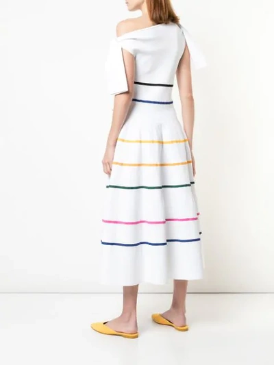 CAROLINA HERRERA STRIPED FLARED DRESS - 白色