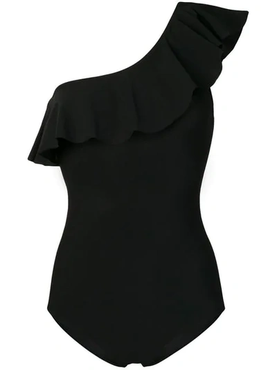 Shop Isabel Marant Ruffle Detail Swimsuit In Black