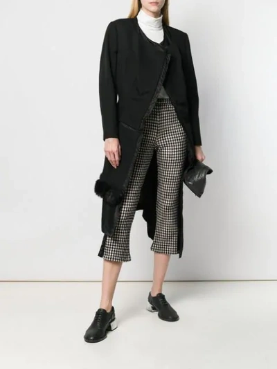 Pre-owned Comme Des Garçons 1997's Faux Fur Trim Deconstructed Coat In Black