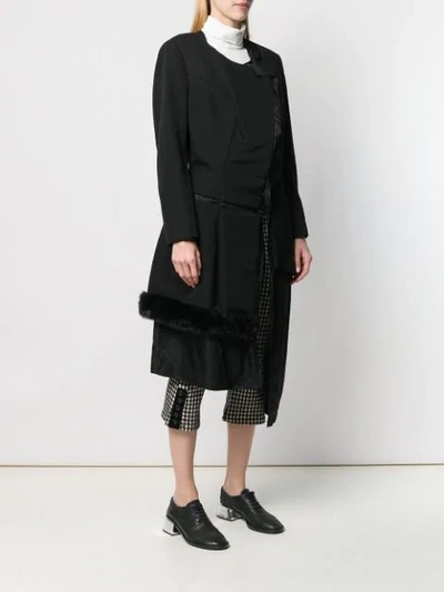 Pre-owned Comme Des Garçons 1997's Faux Fur Trim Deconstructed Coat In Black