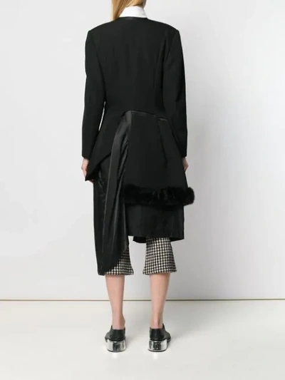 Pre-owned Comme Des Garçons 1997's Faux Fur Trim Deconstructed Coat In Black
