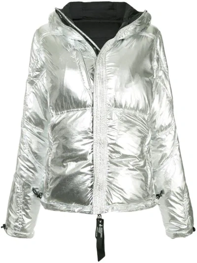 Shop Kru Reversible Down Jacket - Silver