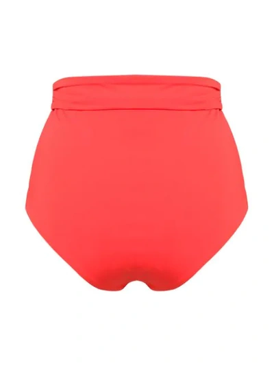 Shop Mara Hoffman Bow Detail High Waisted Bikini Bottoms In Red